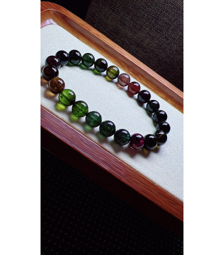 325F7 exquisite black beauty tourmaline bracelet, size 9mm, weight 27.3g, crystal