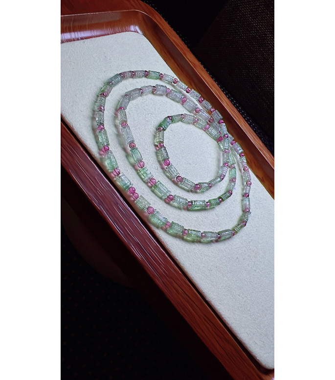 325F3 exquisite blue-green patterned bead tourmaline three turn bracelet, specification 325F3 exquisite blue-green patterned bead tourmaline three turn bracelet, specification