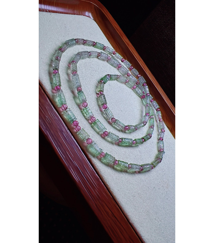 325F3 exquisite blue-green patterned bead tourmaline three turn bracelet, specification 325F3 exquisite blue-green patterned bead tourmaline three turn bracelet, specification