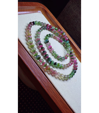 325F2 exquisite watermelon tourmaline three circle bracelet, size 5.2mm, weight 24.9g