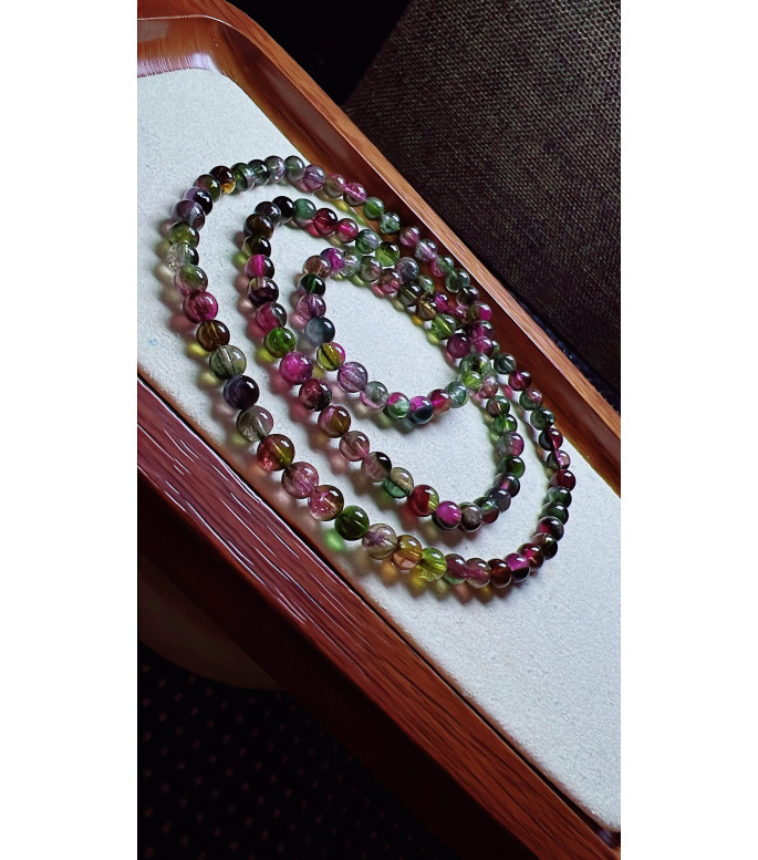 325F1 exquisite old watermelon tourmaline three circle bracelet, size 5mm, weight 23.3g 325F1 exquisite old watermelon tourmaline three circle bracelet, size 5mm, weight 23.3g