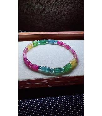 321F15 exquisite patterned bead tourmaline bracelet, size 4.5 X7mm, weight 6.7 grams