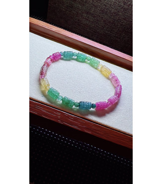 321F14 exquisite patterned bead tourmaline bracelet, specification 5.5 X8mm, weight 10.7