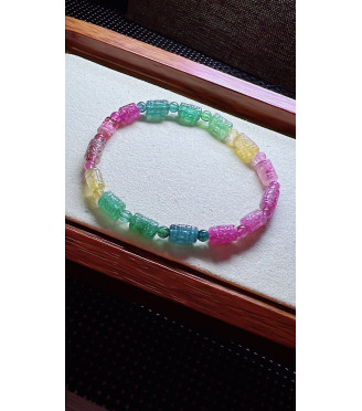 321F14 exquisite patterned bead tourmaline bracelet, specification 5.5 X8mm, weight 10.7