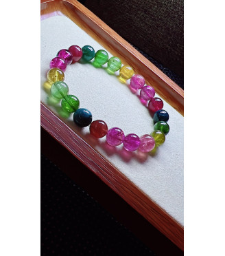 321F13 exquisite rainbow tourmaline bracelet, size 9mm, weight 24.9g, crystal