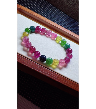 321F12 exquisite rainbow tourmaline bracelet, size 9mm, weight 24.8g, crystal