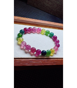 321F12 exquisite rainbow tourmaline bracelet, size 9mm, weight 24.8g, crystal