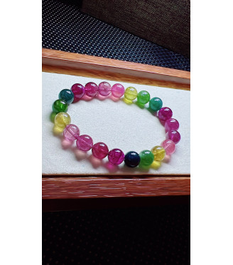 321F12 exquisite rainbow tourmaline bracelet, size 9mm, weight 24.8g, crystal