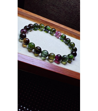 321F11 exquisite black sugar tourmaline bracelet, size 9mm, weight 26.9g, crystal