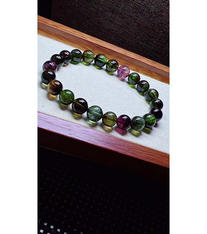 321F11 exquisite black sugar tourmaline bracelet, size 9mm, weight 26.9g, crystal