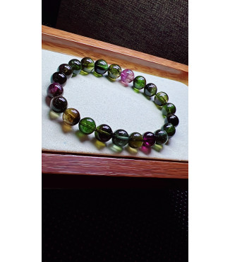 321F11 exquisite black sugar tourmaline bracelet, size 9mm, weight 26.9g, crystal