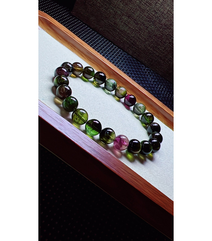 321F11 exquisite black sugar tourmaline bracelet, size 9mm, weight 26.9g, crystal