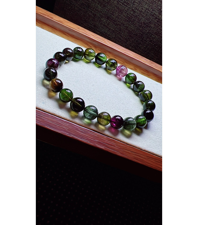 321F11 exquisite black sugar tourmaline bracelet, size 9mm, weight 26.9g, crystal