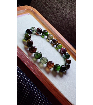 321F10 exquisite black sugar tourmaline bracelet, size 10.2mm, weight 34.4 grams, crystal