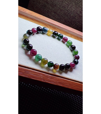 321F9 exquisite black sugar tourmaline bracelet, size 8mm, weight 20.3g, crystal