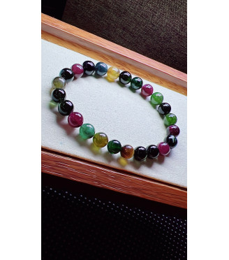 321F9 exquisite black sugar tourmaline bracelet, size 8mm, weight 20.3g, crystal