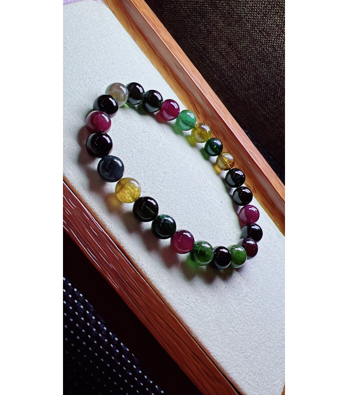 321F9 exquisite black sugar tourmaline bracelet, size 8mm, weight 20.3g, crystal