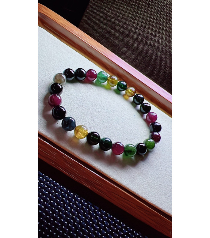 321F9 exquisite black sugar tourmaline bracelet, size 8mm, weight 20.3g, crystal
