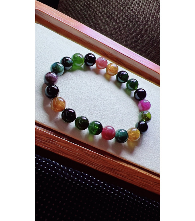 321F8 exquisite antique candy tourmaline bracelet, size 9mm, weight 25.5g, crystal 321F8 exquisite antique candy tourmaline bracelet, size 9mm, weight 25.5g, crystal