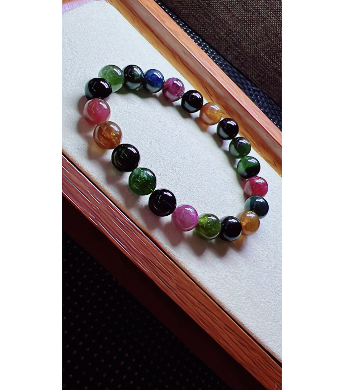 321F8 exquisite antique candy tourmaline bracelet, size 9mm, weight 25.5g, crystal 321F8 exquisite antique candy tourmaline bracelet, size 9mm, weight 25.5g, crystal