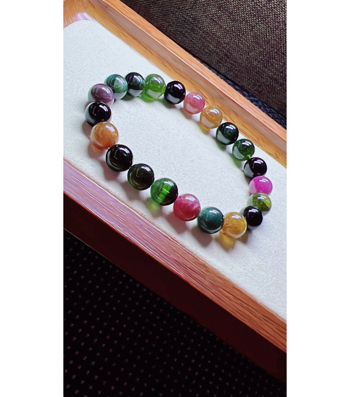 321F8 exquisite antique candy tourmaline bracelet, size 9mm, weight 25.5g, crystal 321F8 exquisite antique candy tourmaline bracelet, size 9mm, weight 25.5g, crystal