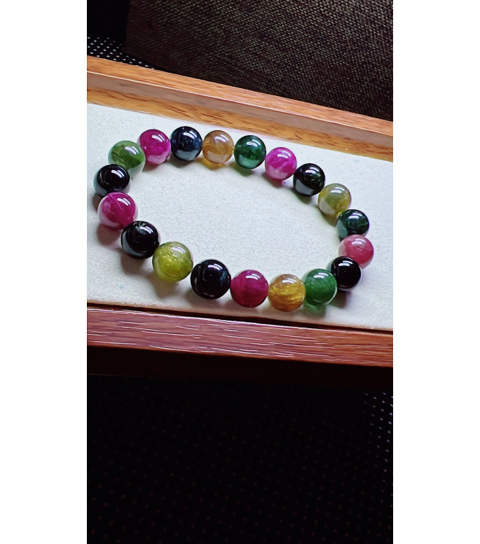 321F7 exquisite antique candy tourmaline bracelet, size 10mm, weight 32.4 grams, crystal