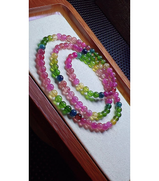 321F4 exquisite rainbow tourmaline three circle bracelet, size 5.3mm, weight 25.1g