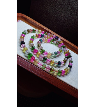321F1 exquisite candy tourmaline three circle bracelet, size 5.7mm, weight 29.2g, crystal