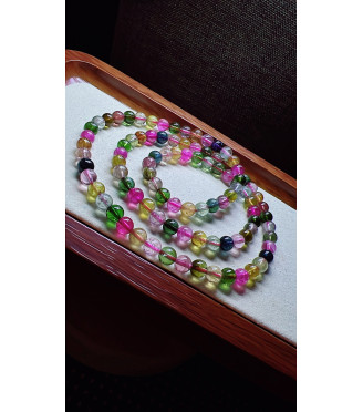 321F1 exquisite candy tourmaline three circle bracelet, size 5.7mm, weight 29.2g, crystal