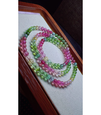 318F11 exquisite and bright rainbow tourmaline three circle bracelet, size 5mm, weight