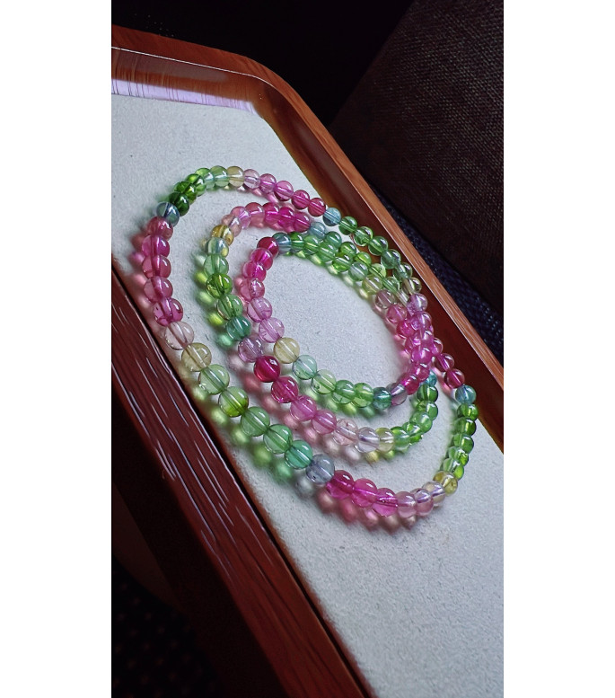 318F11 exquisite and bright rainbow tourmaline three circle bracelet, size 5mm, weight