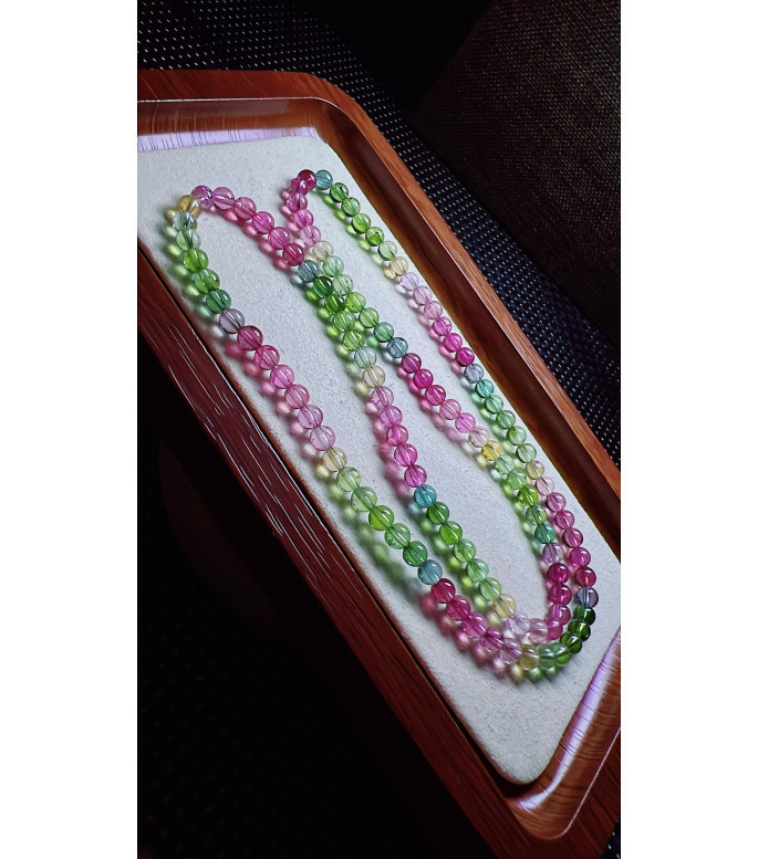 318F11 exquisite and bright rainbow tourmaline three circle bracelet, size 5mm, weight