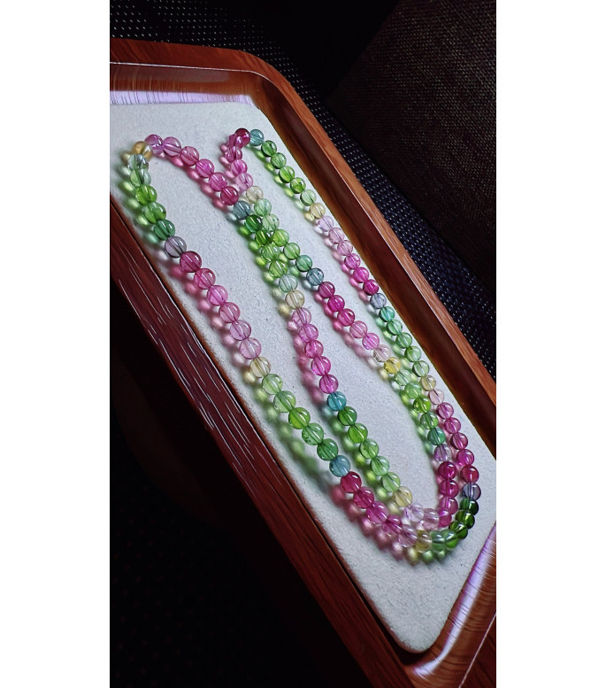 318F11 exquisite and bright rainbow tourmaline three circle bracelet, size 5mm, weight