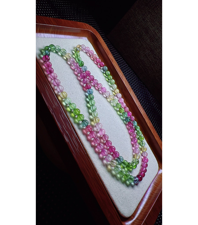 318F10 exquisite and bright rainbow tourmaline three circle bracelet, size 5.3mm, weight