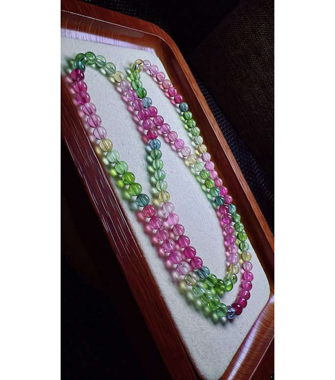 318F10 exquisite and bright rainbow tourmaline three circle bracelet, size 5.3mm, weight