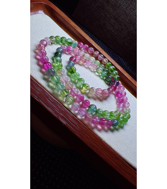 318F9 exquisite rainbow watermelon tourmaline three circle bracelet, size 6.1mm, weight