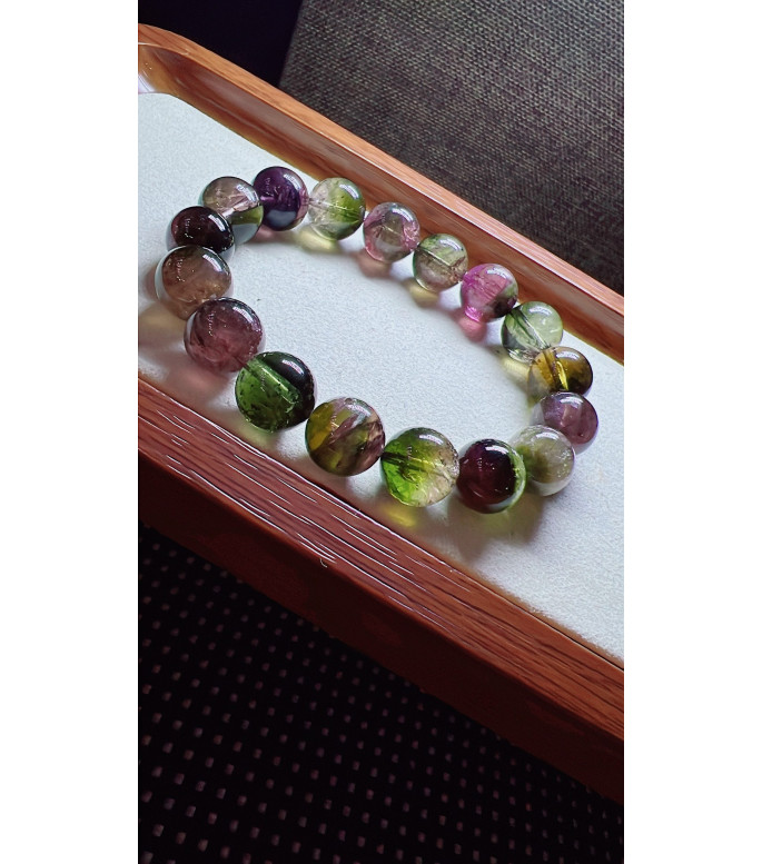 318F3 exquisite watermelon tourmaline bracelet, size 11.5mm, weight 41.8g, crystal
