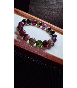 318F2 exquisite old mineral watermelon tourmaline bracelet, size 11.5mm, weight 43.5g