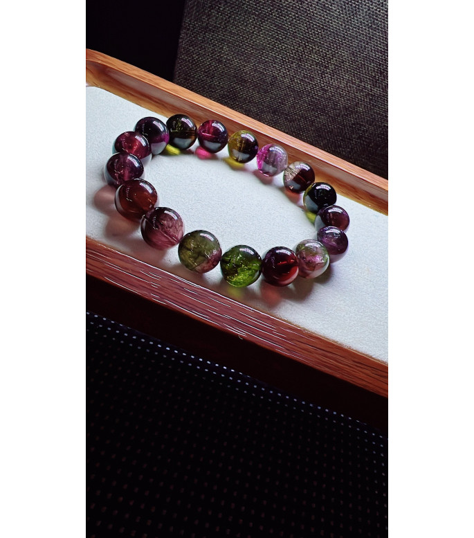 318F2 exquisite old mineral watermelon tourmaline bracelet, size 11.5mm, weight 43.5g 318F2 exquisite old mineral watermelon tourmaline bracelet, size 11.5mm, weight 43.5g