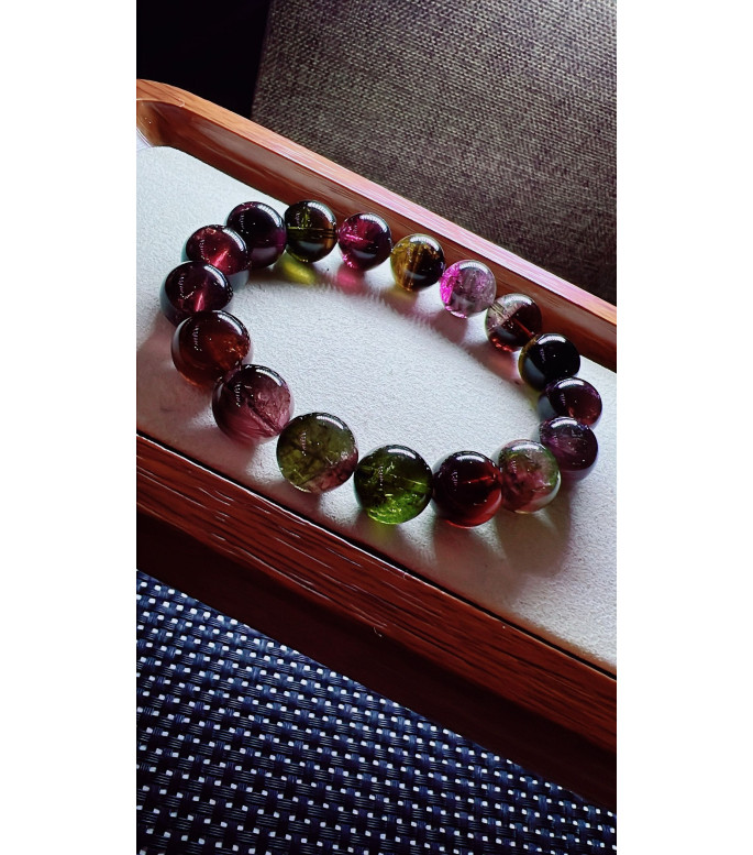 318F2 exquisite old mineral watermelon tourmaline bracelet, size 11.5mm, weight 43.5g 318F2 exquisite old mineral watermelon tourmaline bracelet, size 11.5mm, weight 43.5g