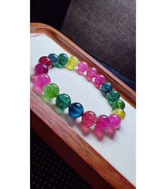 317F14 exquisite rainbow tourmaline bracelet, size 10.5mm, weight 35.7g, crystal