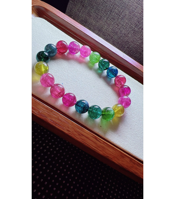317F14 exquisite rainbow tourmaline bracelet, size 10.5mm, weight 35.7g, crystal