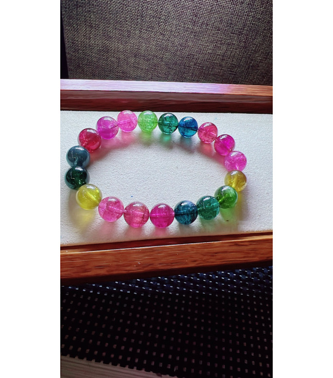 317F14 exquisite rainbow tourmaline bracelet, size 10.5mm, weight 35.7g, crystal