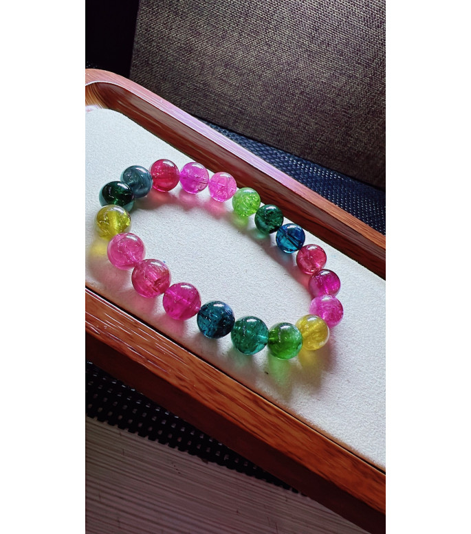 317F14 exquisite rainbow tourmaline bracelet, size 10.5mm, weight 35.7g, crystal