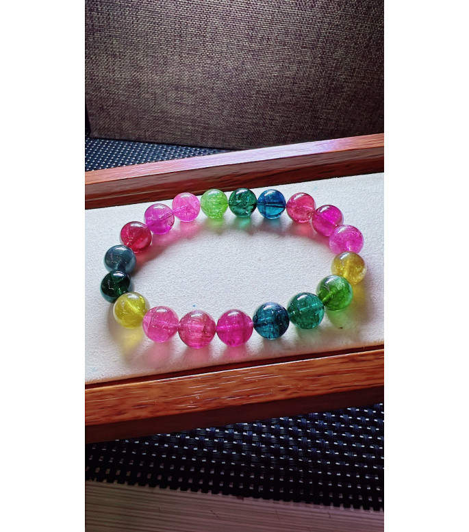 317F14 exquisite rainbow tourmaline bracelet, size 10.5mm, weight 35.7g, crystal