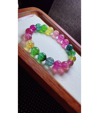 317F13 exquisite rainbow tourmaline bracelet, size 10.5mm, weight 37.2 grams, crystal
