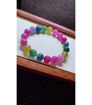 317F11 exquisite rainbow tourmaline bracelet, size 10.5mm, weight 36g, crystal