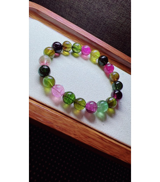 317F8 exquisite candy tourmaline bracelet, size 9.5mm, weight 28.3g, crystal transparent