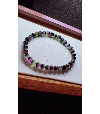 317F7 exquisite watermelon tourmaline bracelet, size 5.3mm, weight 8.9g, crystal