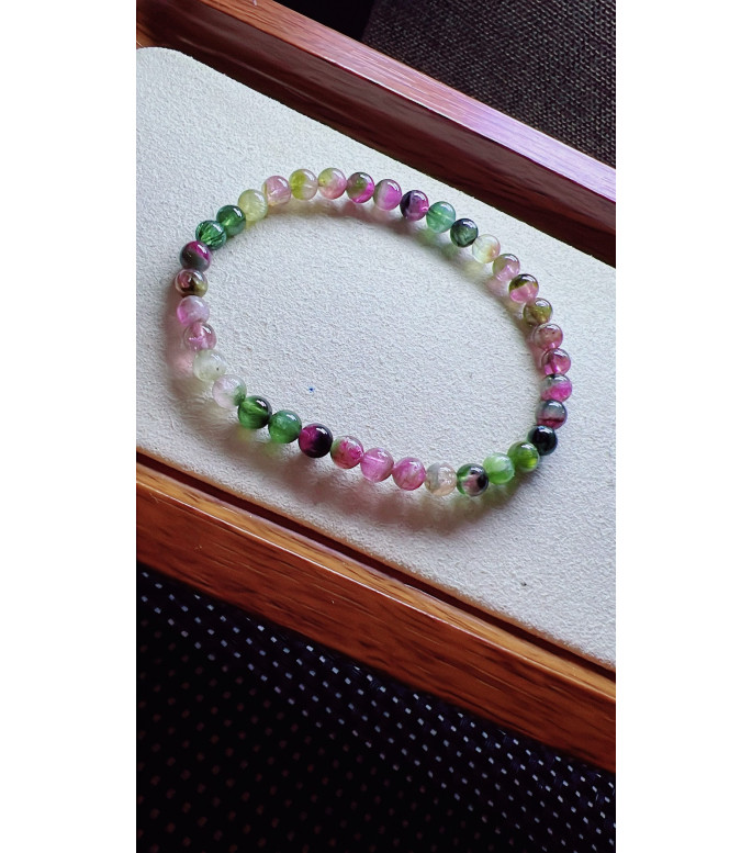 317F6 exquisite watermelon tourmaline bracelet, size 5mm, weight 7.2g, crystal